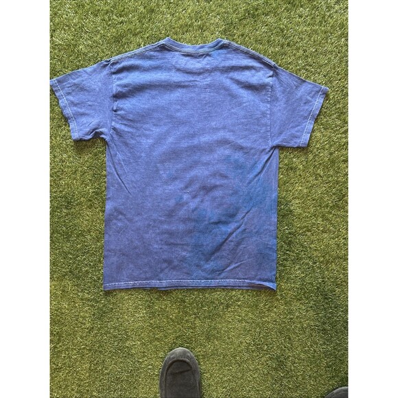 Y2K OUTKAST Blue Cotton Crew Neck Short Sleeve Distressed T-Shirt Size Medium - Picture 8 of 8